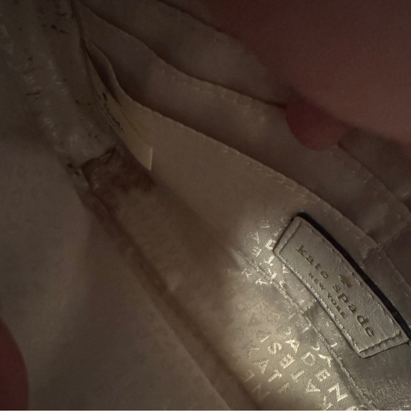 Kate Spade New York Cream Ivory Leather Clutch Gold Lizard Embossed Flap Bag - Picture 8 of 10